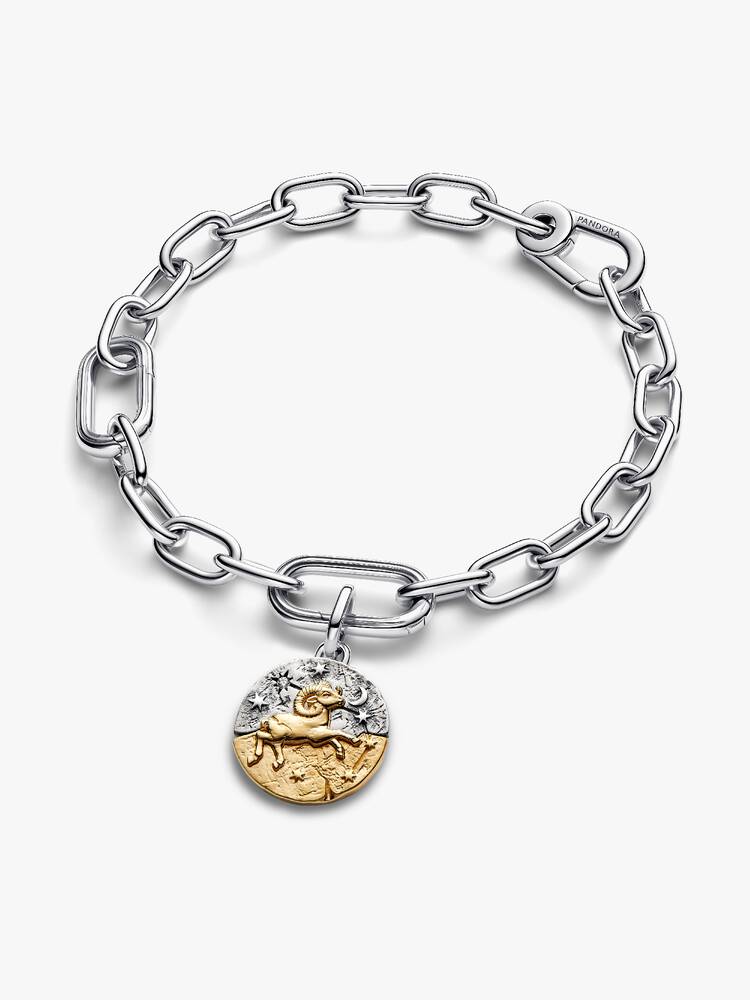 Aries sterling silver and 14k gold-plated medallion with clear cubic zirconia