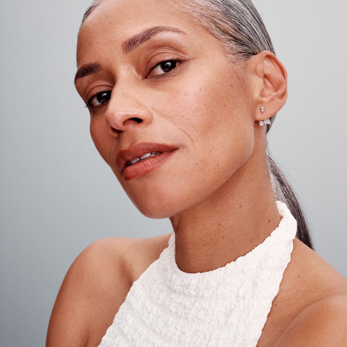 Sterling silver stud earrings with clear cubic zir