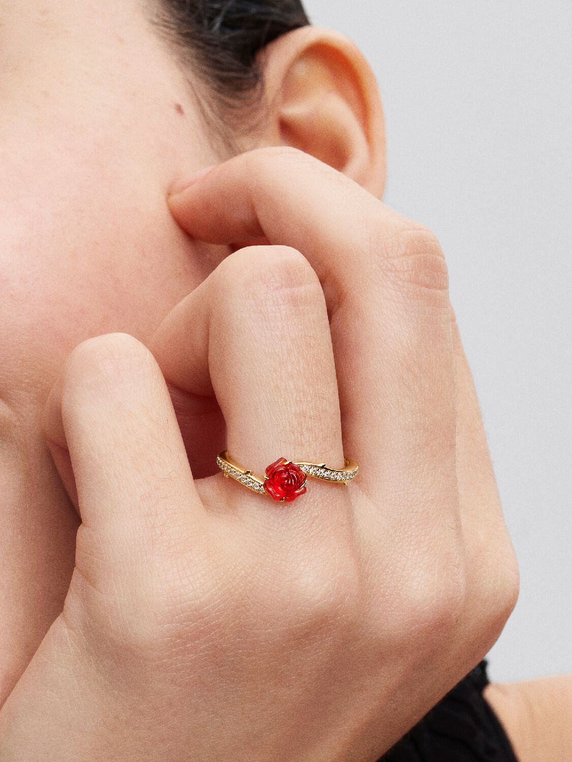 Disney Beauty and The Beast Rose 14k gold-plated r