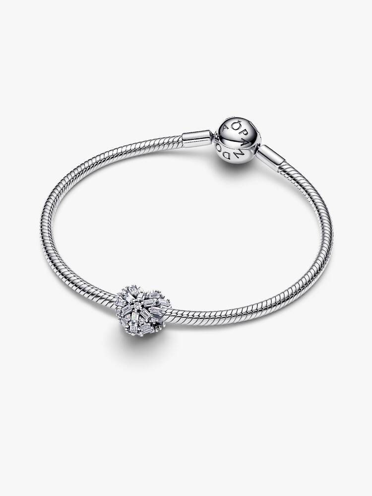 Heart sterling silver charm with clear cubic zirco