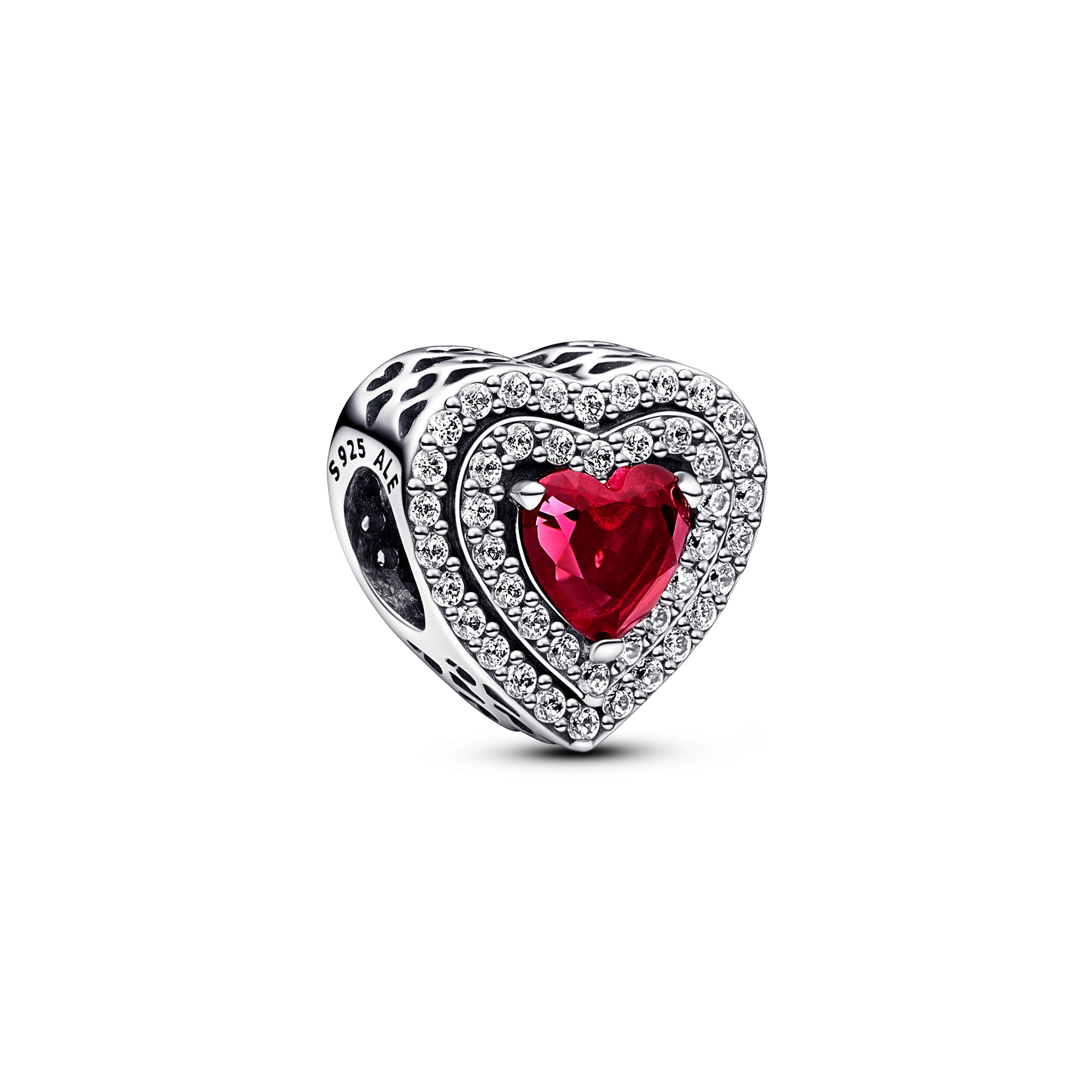 Heart sterling silver charm with cherries jubilee 