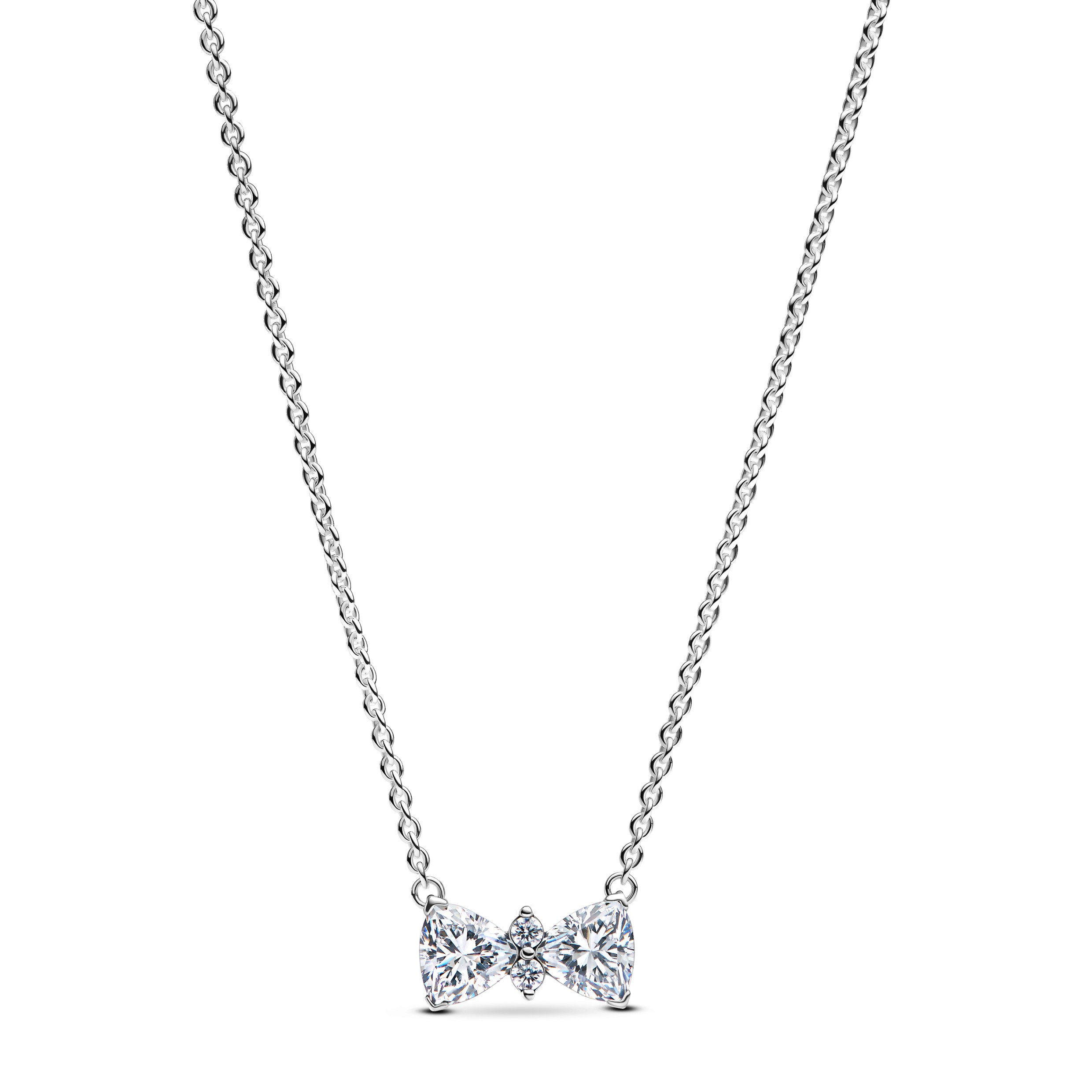 Bow sterling silver collier with clear cubic zirco
