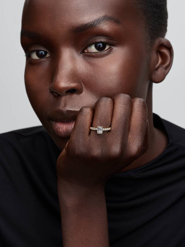 14k gold-plated ring with clear cubic zirconia