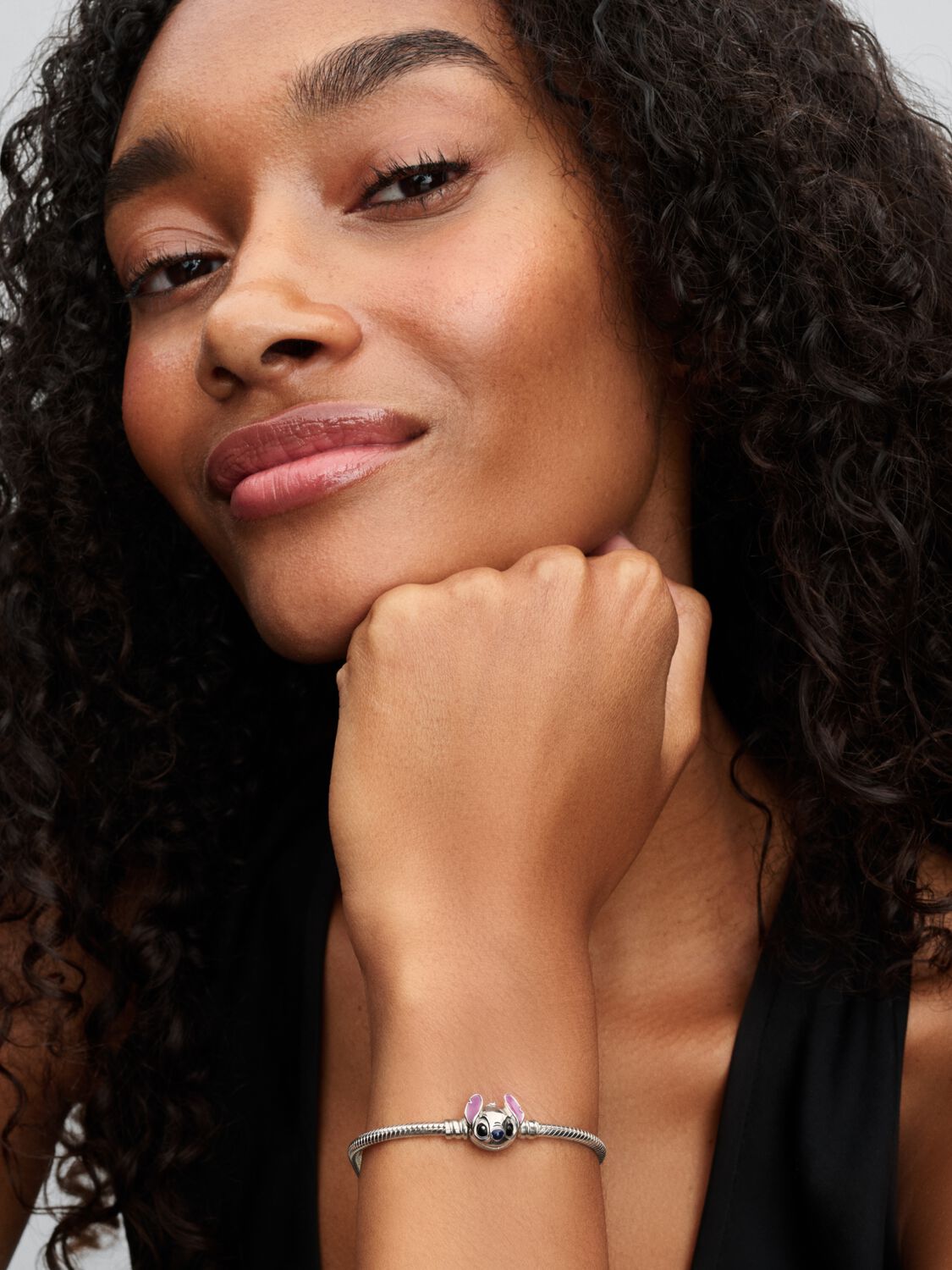 Disney Stitch snake chain sterling silver bracelet with purple, black and blue enamel