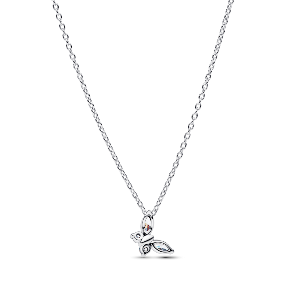 Butterfly sterling silver collier with clear cubic