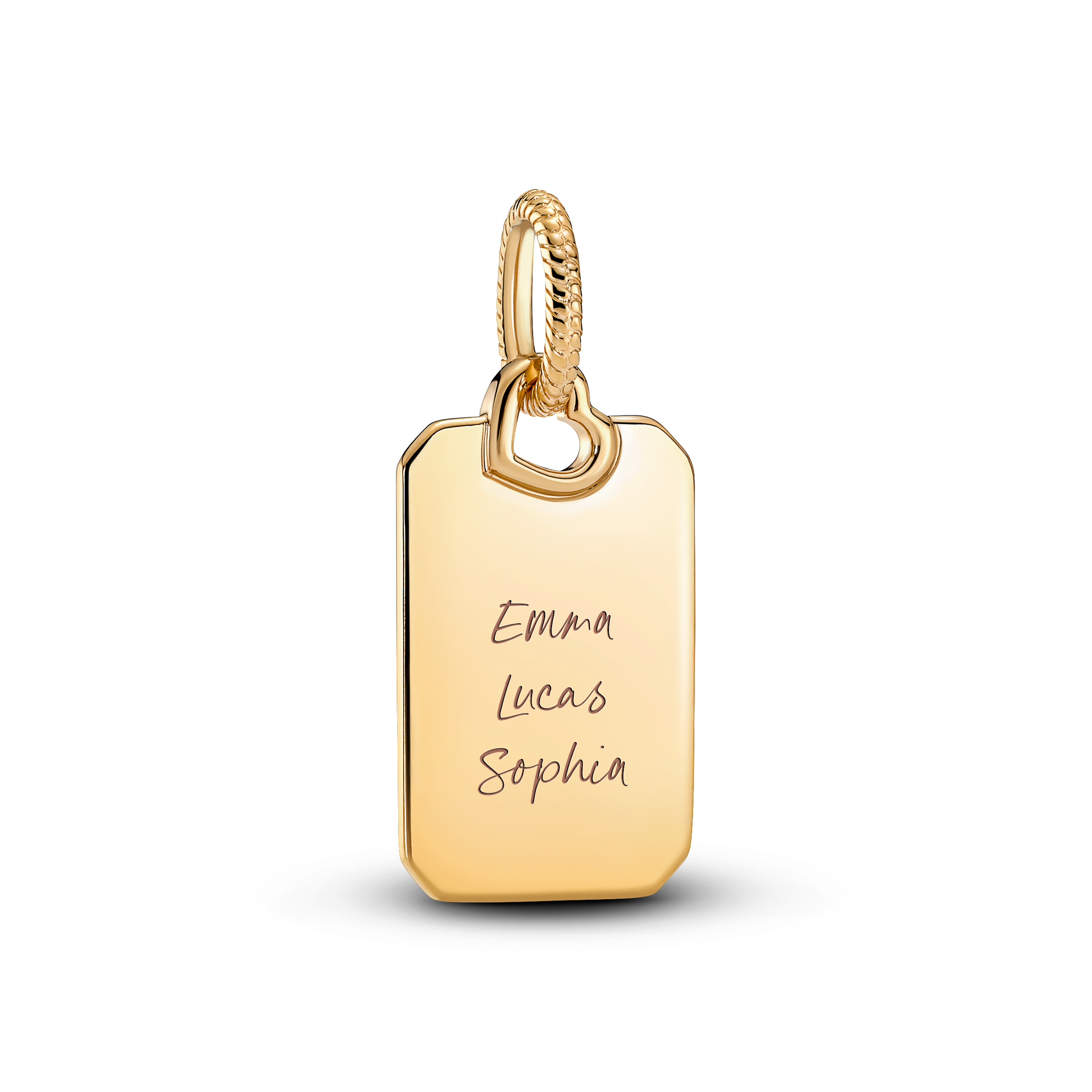 Engravable rectangle 14k gold-plated pendant