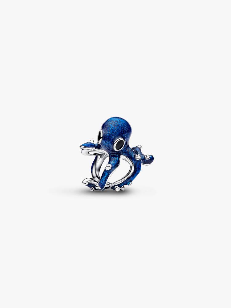 Octopus sterling silver charm with shimmering blue