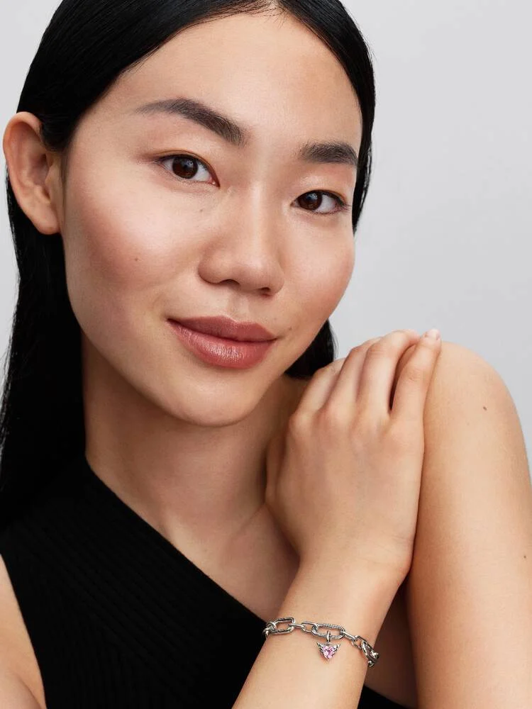 Winged heart sterling silver mini dangle with orch