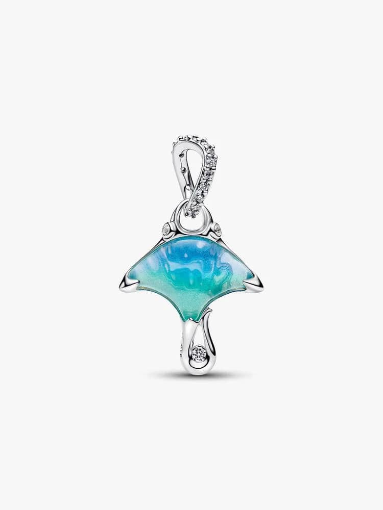 Manta sterling silver dangle with clear cubic zirc
