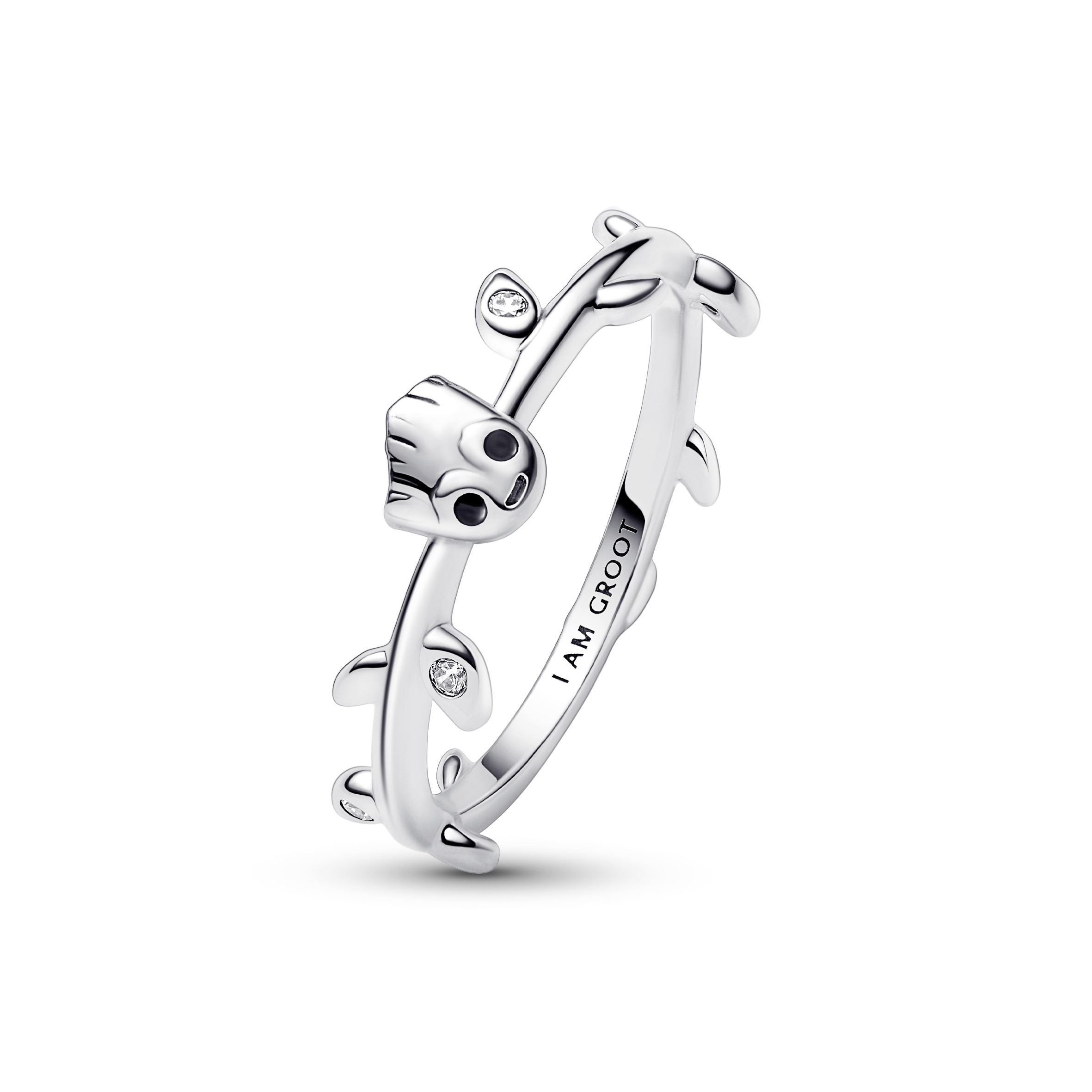 Marvel Groot sterling silver ring with clear cubic zirconia and black enamel