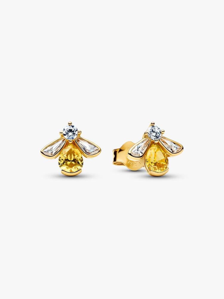 Bee 14k gold-plated stud earrings with vibrant yel