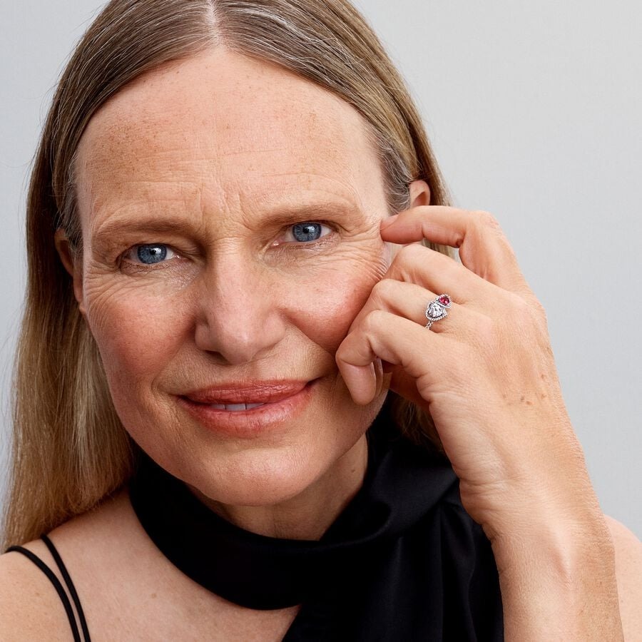 Hearts sterling silver ring with cherries jubilee 