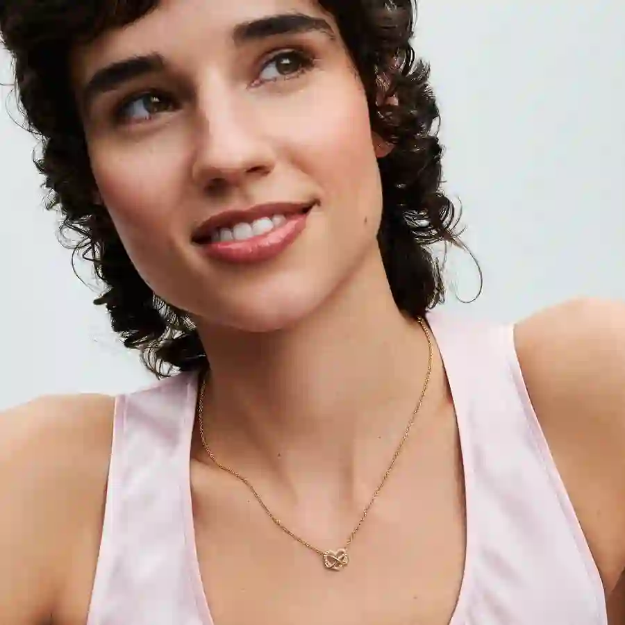 Infinity heart 14k gold-plated necklace with clear