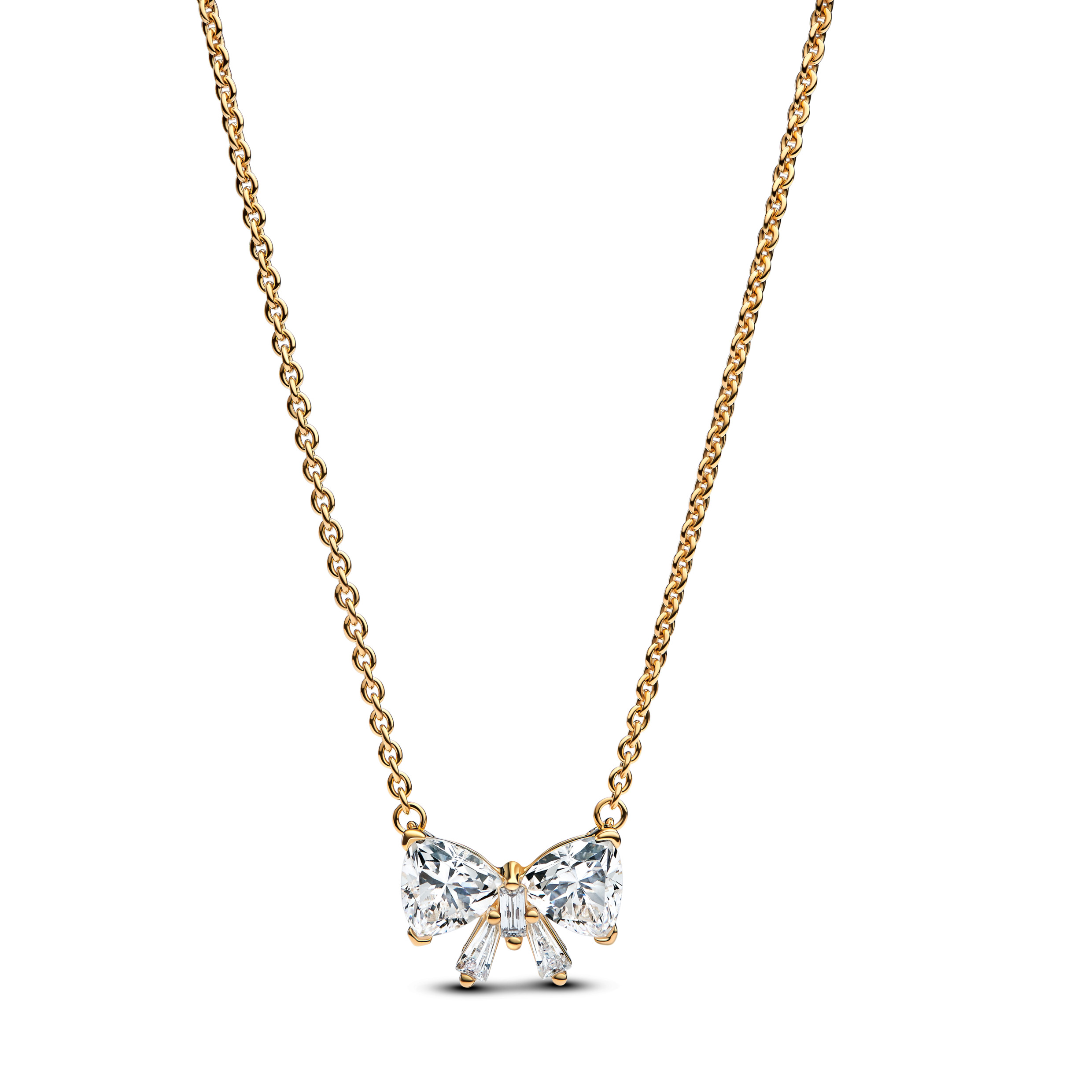 Bow 14k gold-plated collier with clear cubic zirco
