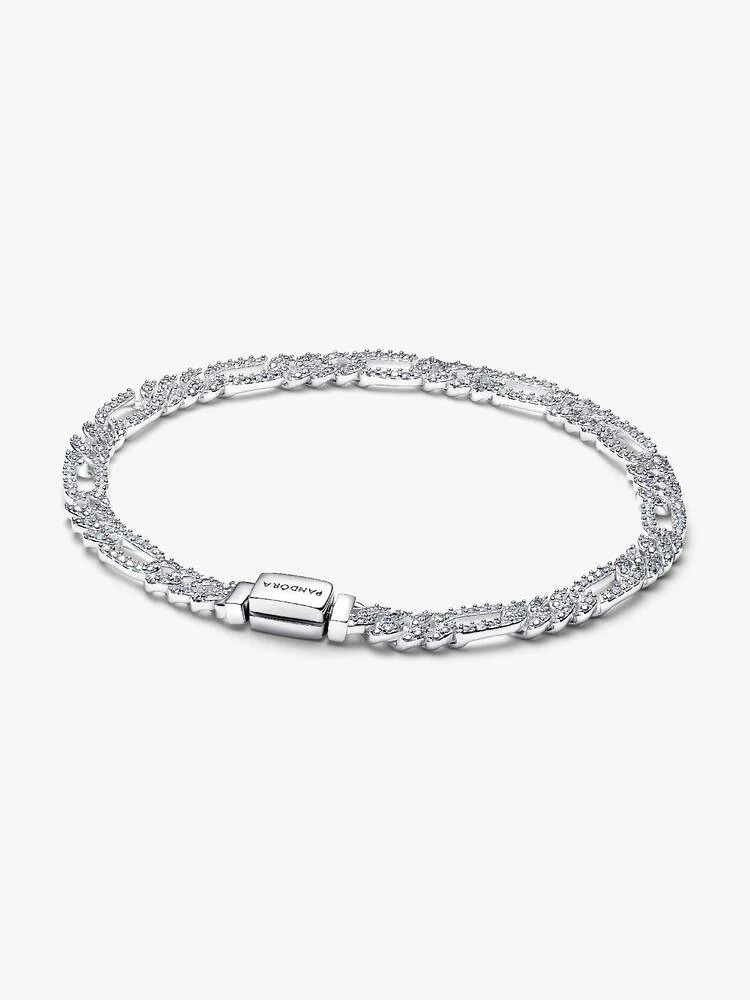 Oval cuban chain sterling silver bracelet with cle