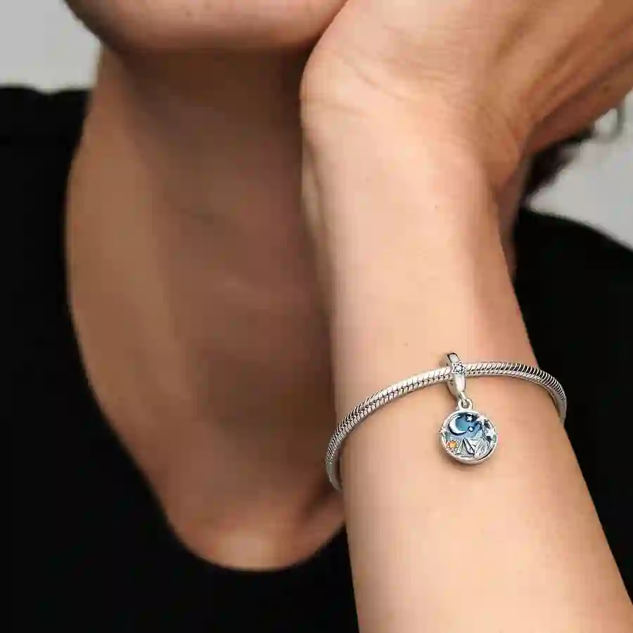 Chameleon sterling silver dangle with color changing light teal to dark teal, violet to pink enamel