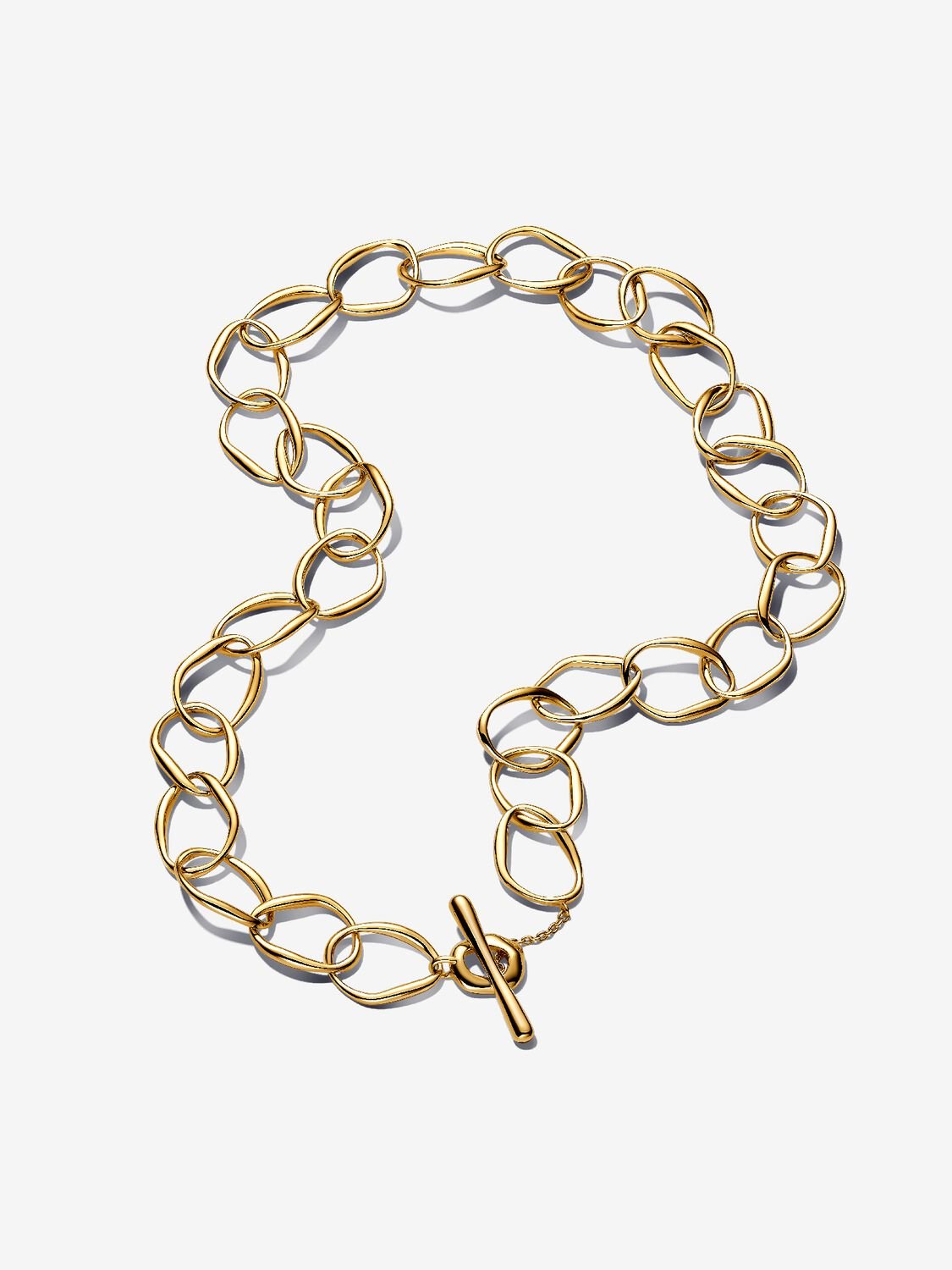 Organically shaped link 14k gold-plated necklace