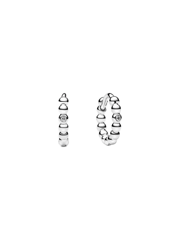 Sterling silver huggie hoop earrings with clear cubic zirconia