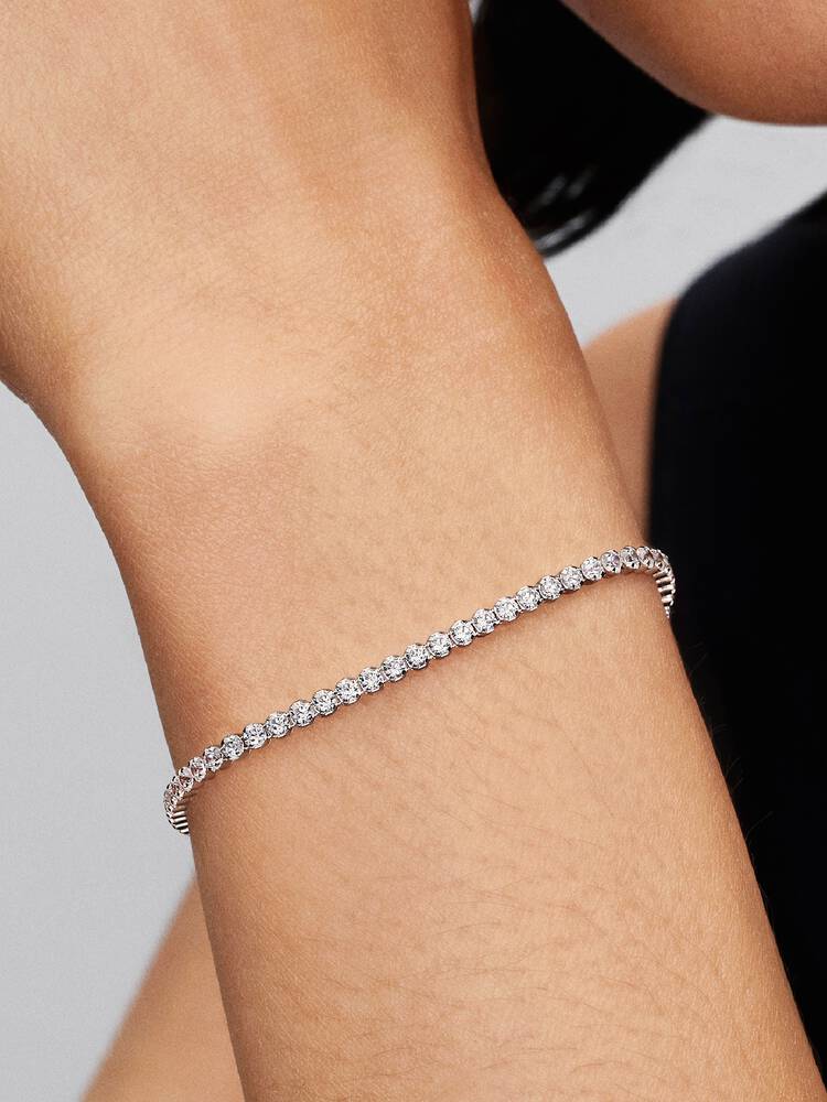 Sterling silver tennis bracelet with clear cubic z