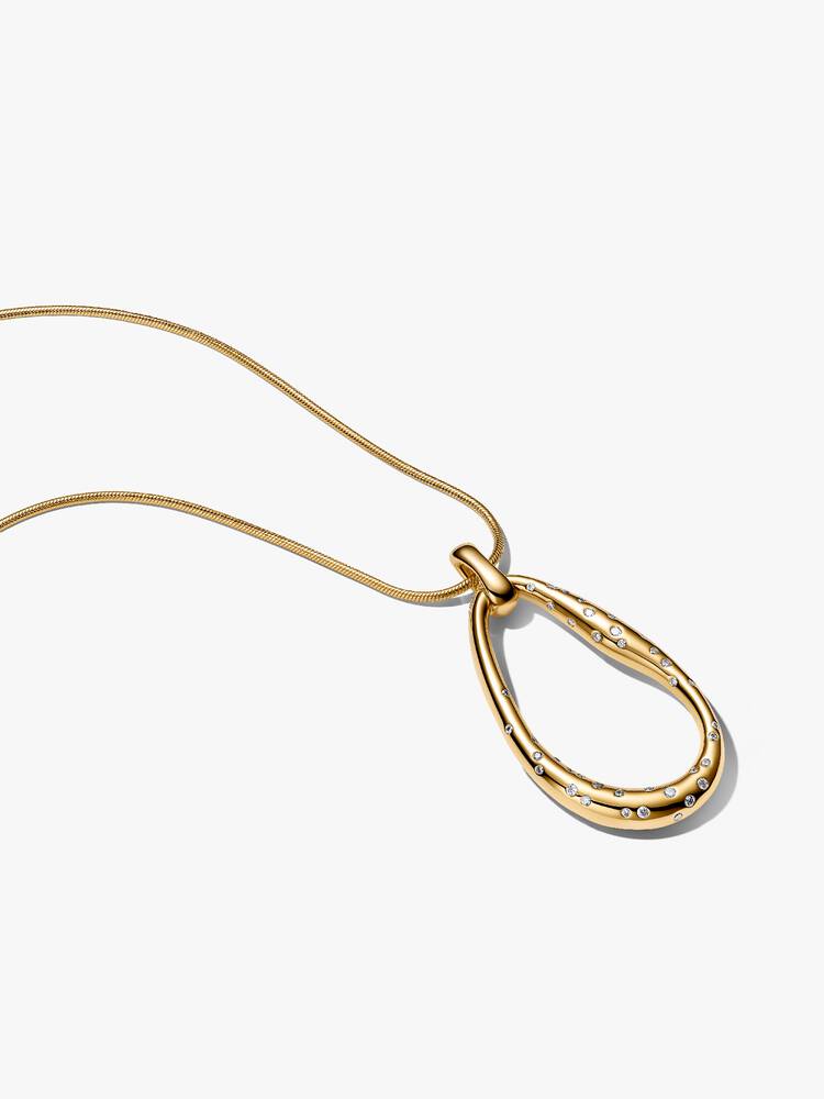 14k gold-plated pendant necklace with clear cubic 