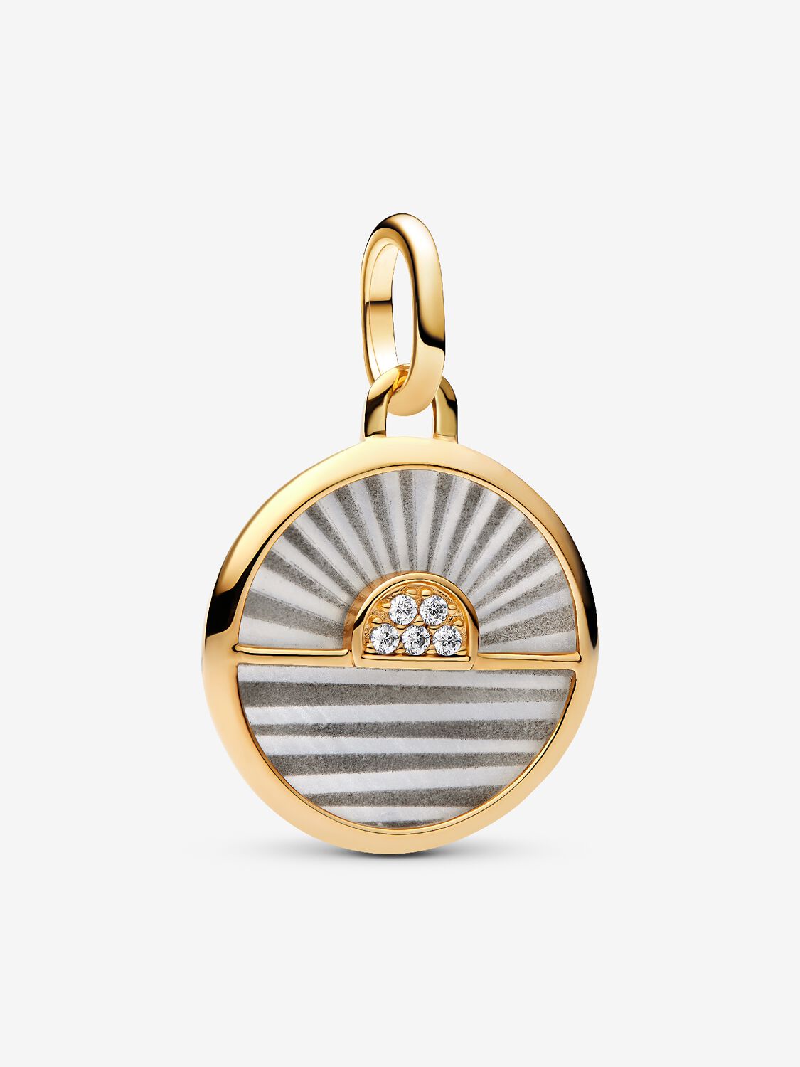 Sunrise 14k gold-plated medallion with white biore