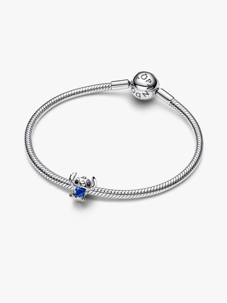 Disney Stitch sterling silver charm with princess blue crystal and black enamel