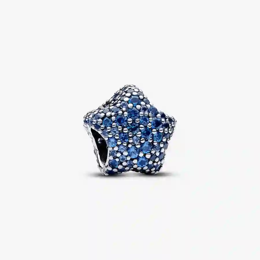 Star sterling silver charm with stellar blue crystal
