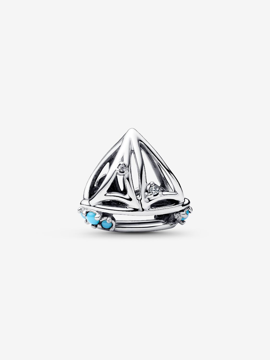 Sailboat sterling silver charm with clear cubic zi