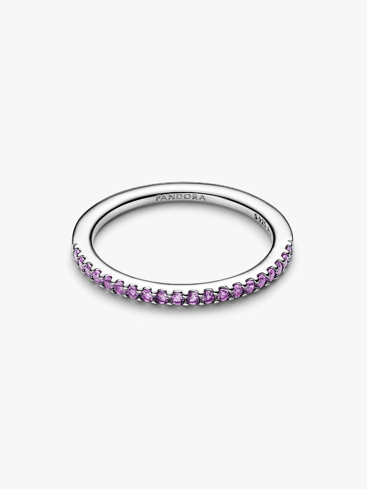 Sterling silver ring with fancy purple cubic zirconia