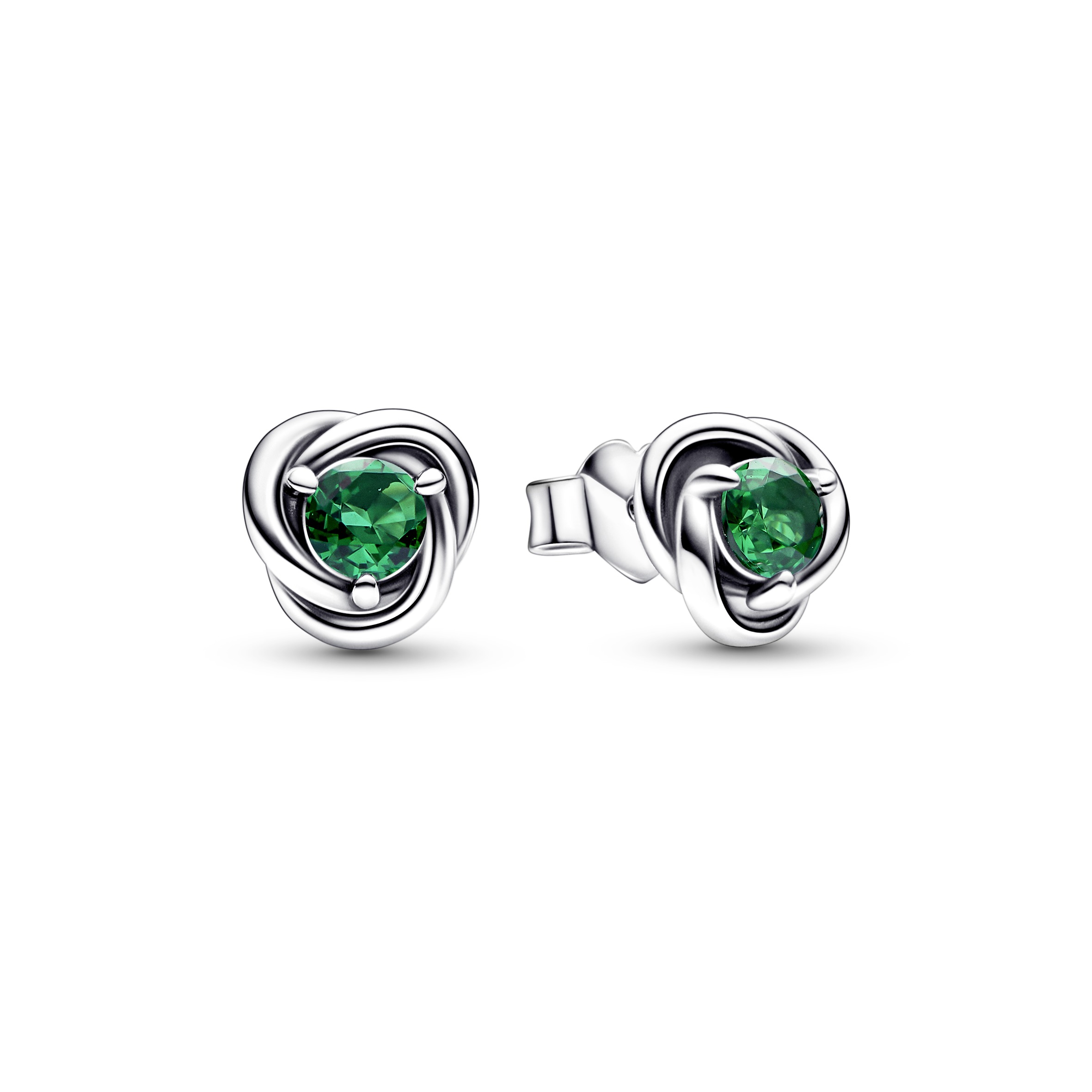 Sterling silver stud earrings with royal green crystal