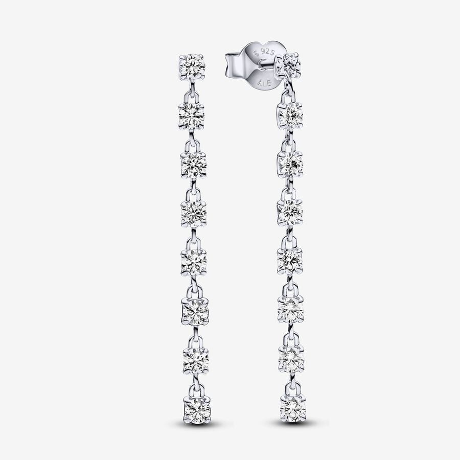 Sterling silver drop earrings with clear cubic zir