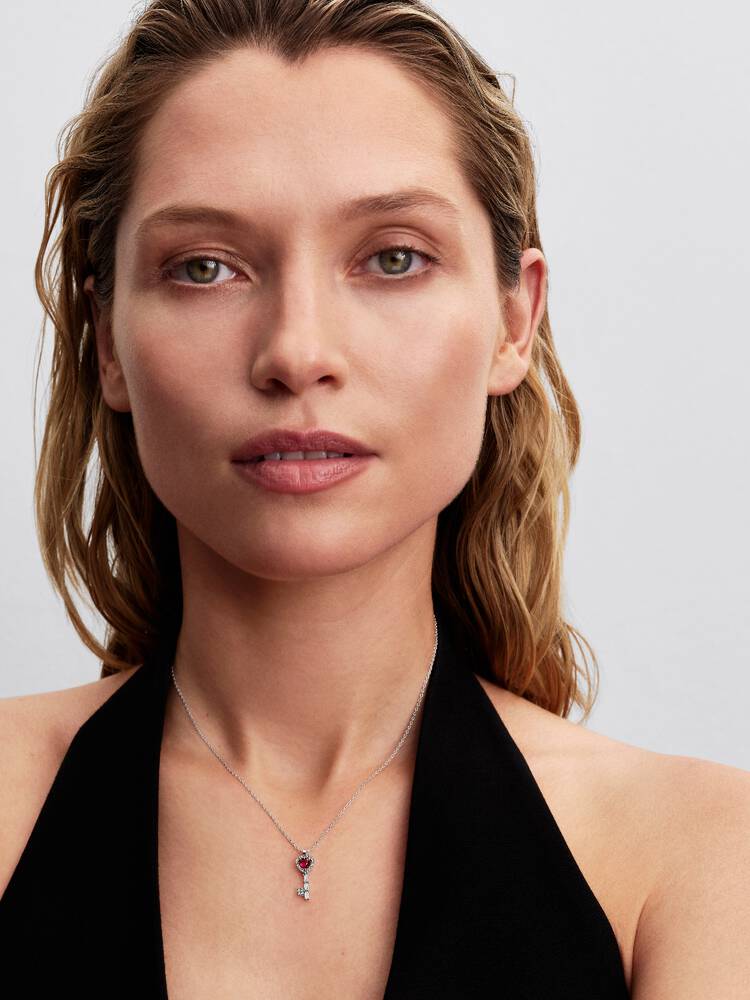 Heart key sterling silver collier with cherries ju