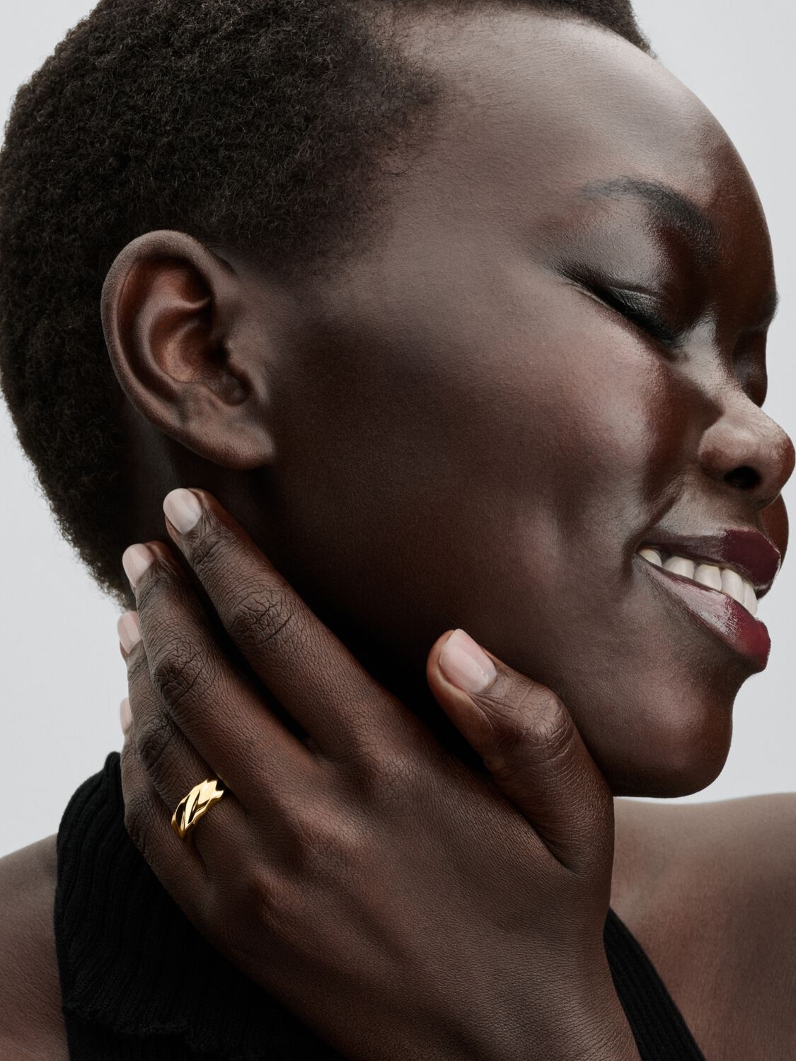 Rippled 14k gold-plated ring