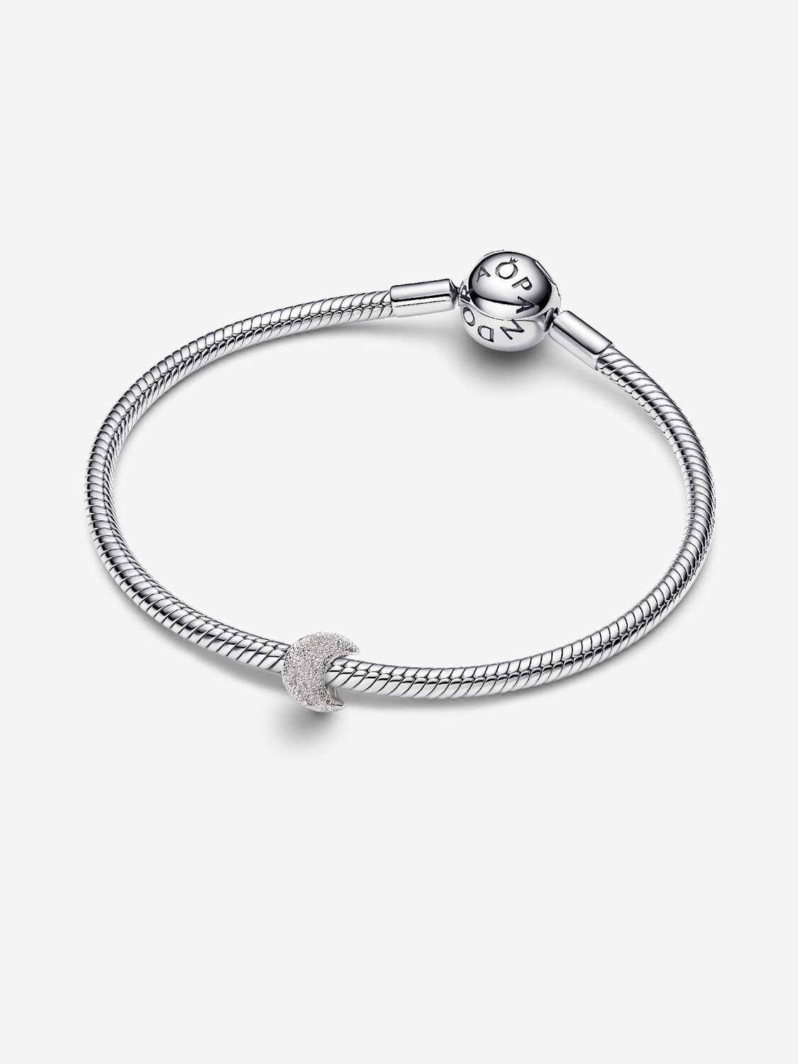 Textured moon sterling silver mini charm