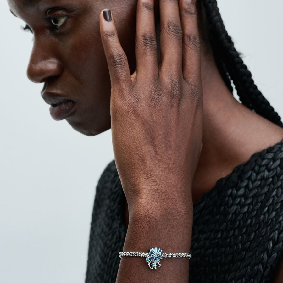 Game of Thrones White Walker sterling silver charm with icy green, stellar blue crystal and light bl