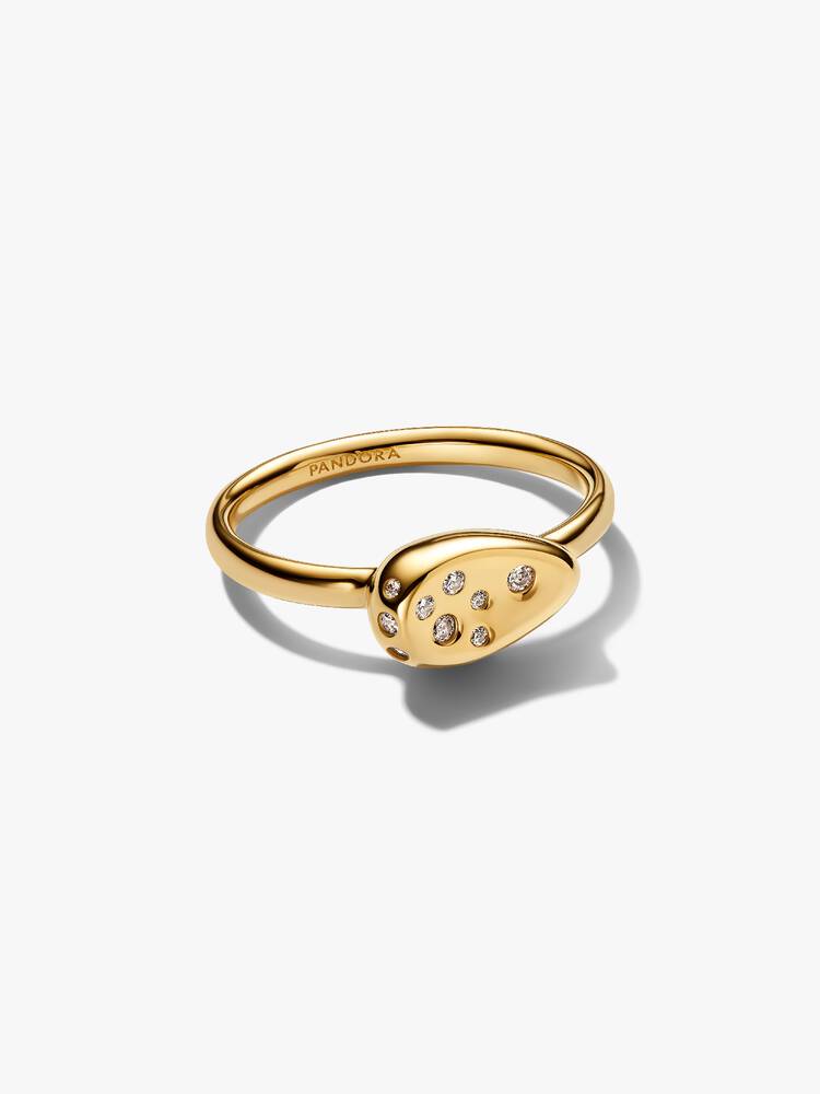 14k gold-plated ring with clear cubic zirconia