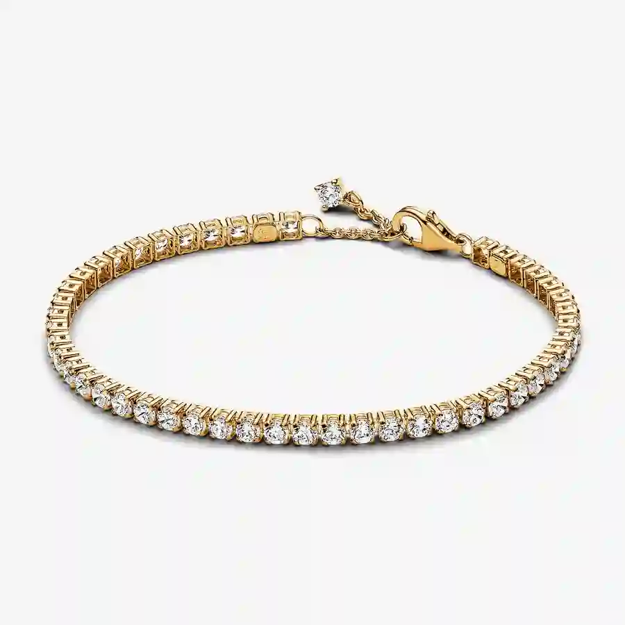 14k Gold-plated tennis bracelet with clear cubic zirconia