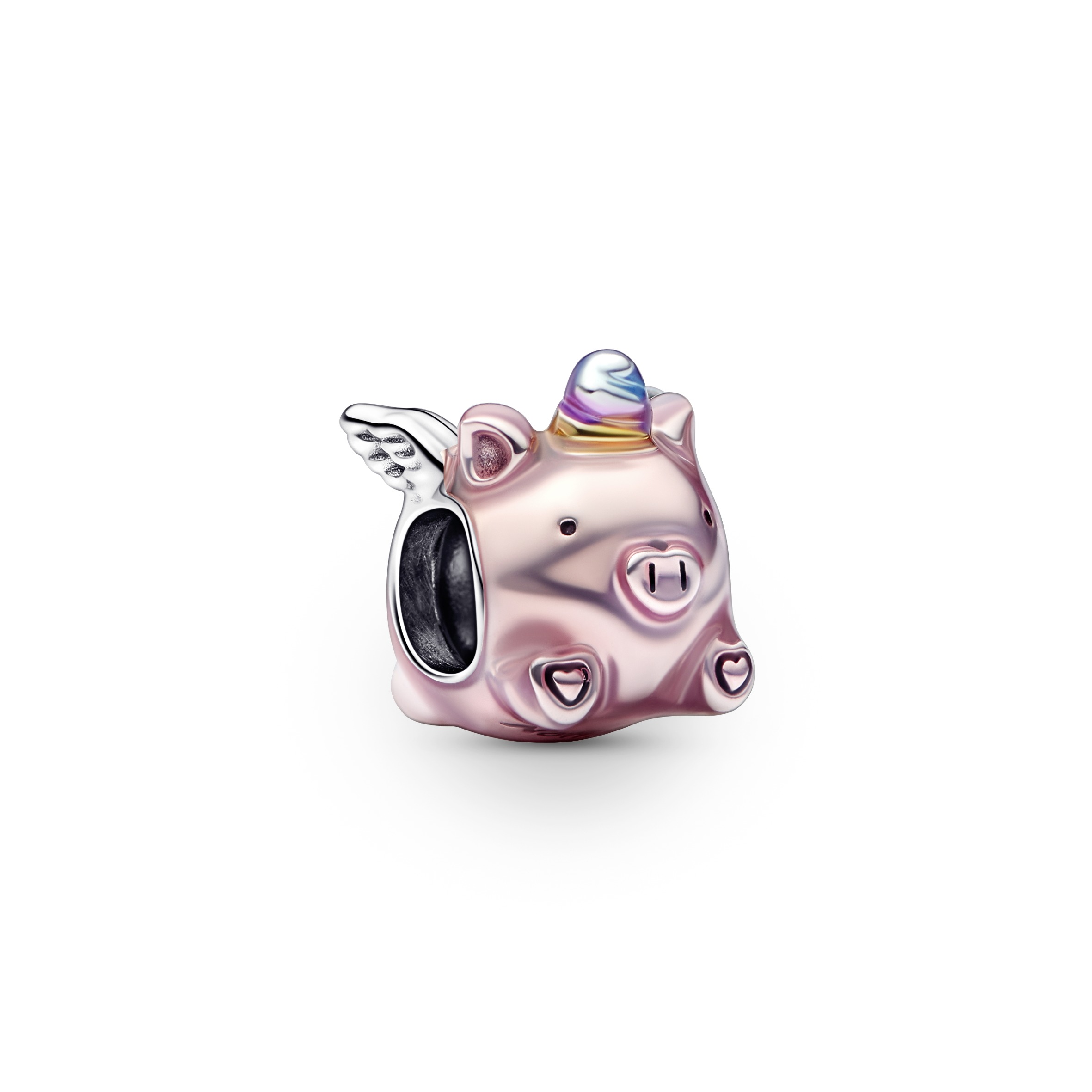 Flying pig sterling silver charm with transparent 