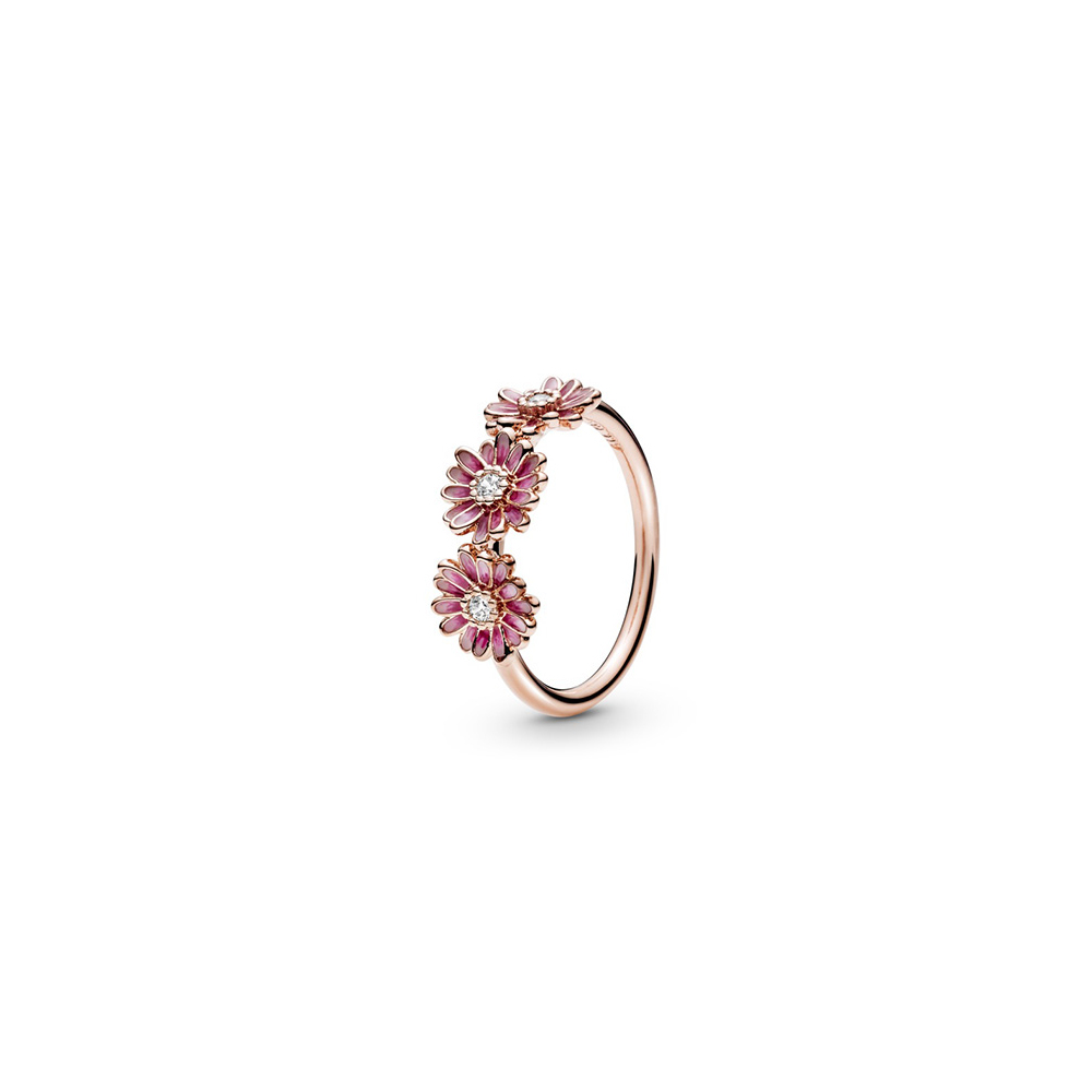 Daisy Pandora Rose ring with clear cubiczirconia a