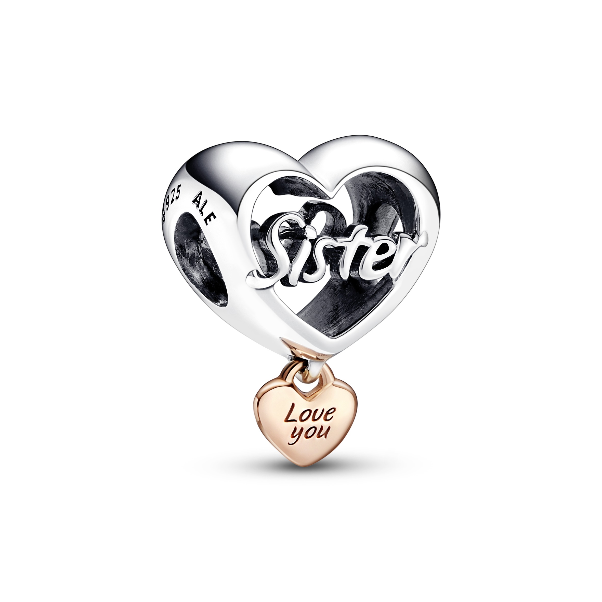 Sister sterling silver and 14k rose gold-plated ch