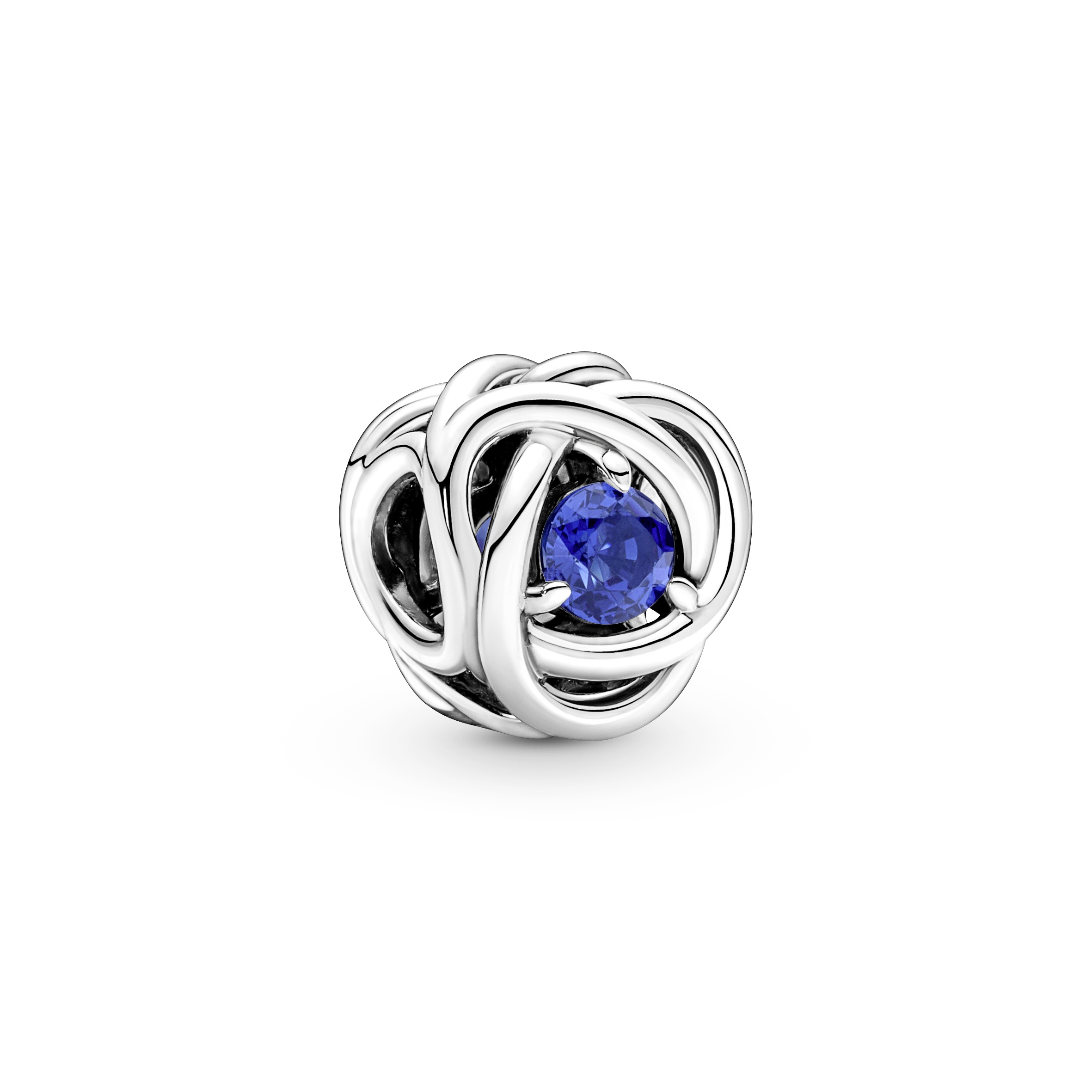 Sterling silver charm with princess blue crystal