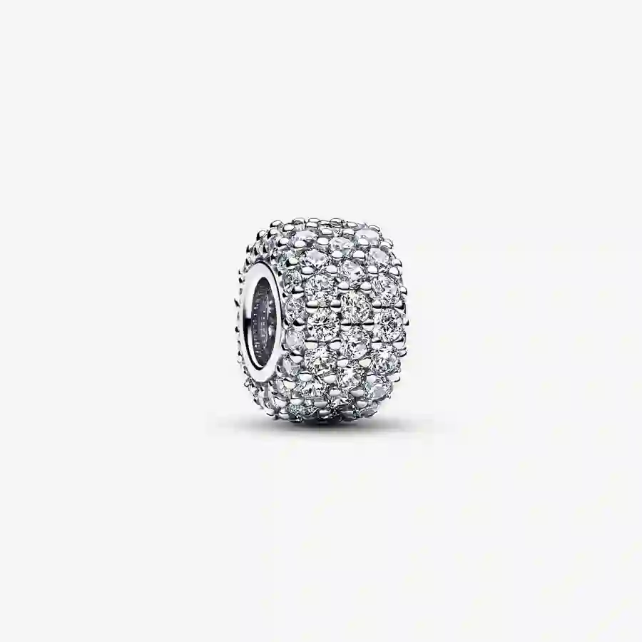 Sterling silver charm with clear cubic zirconia