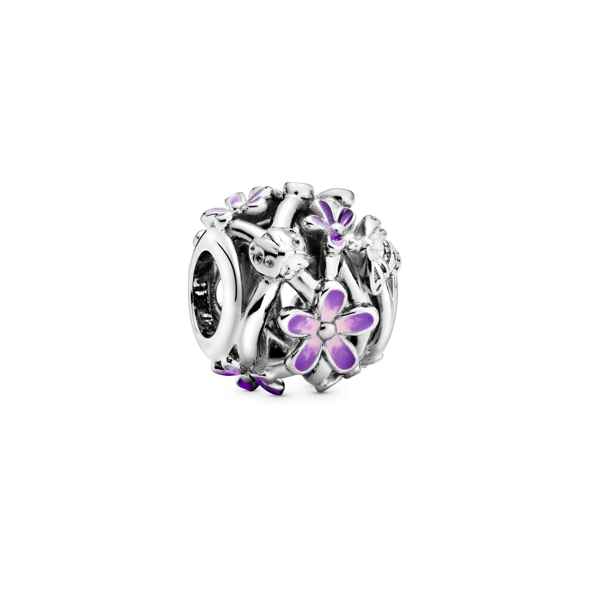 Daisy sterling silver charm with purple and shaded