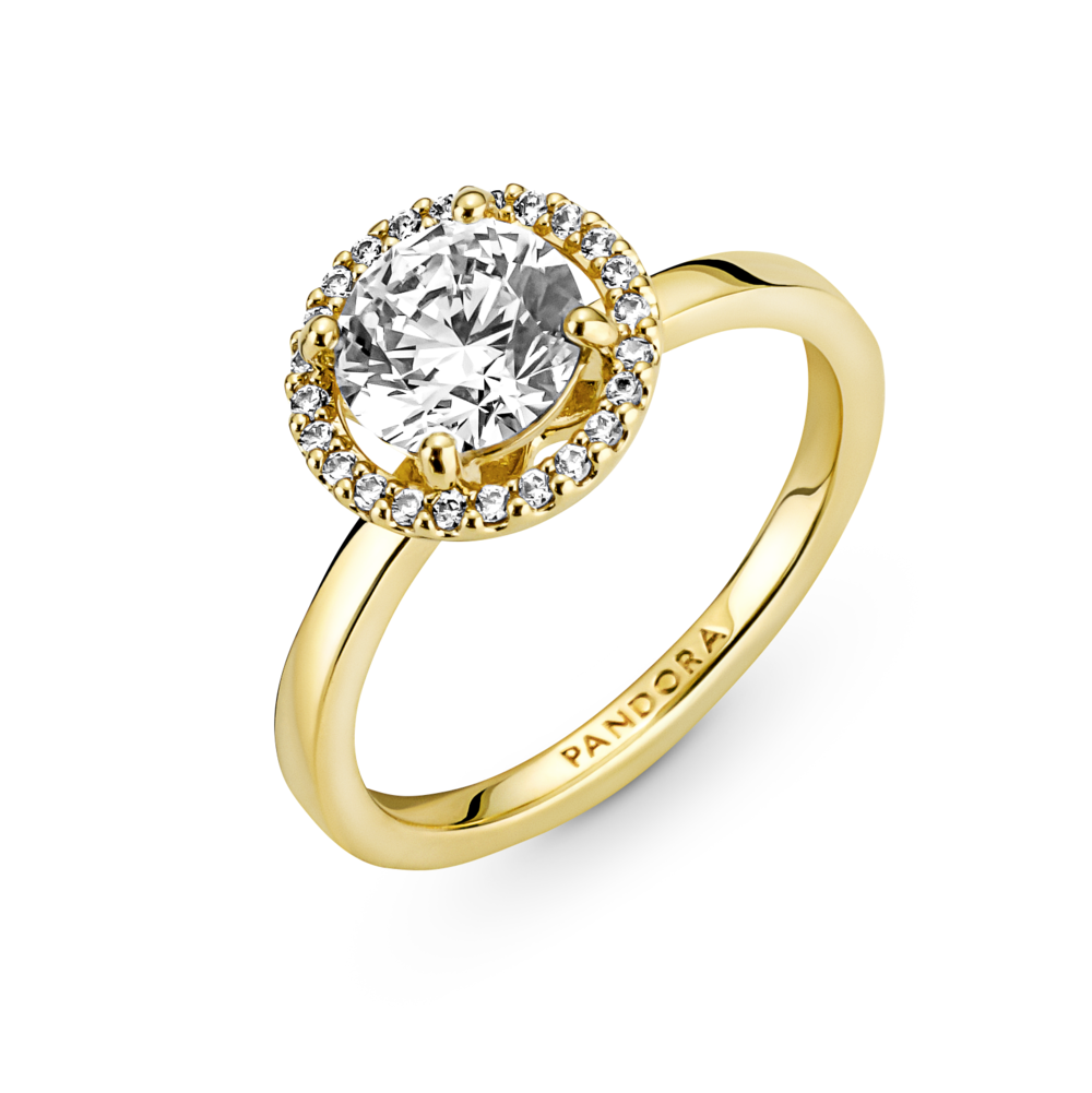 14k Gold-plated ring with clear cubic zirconia