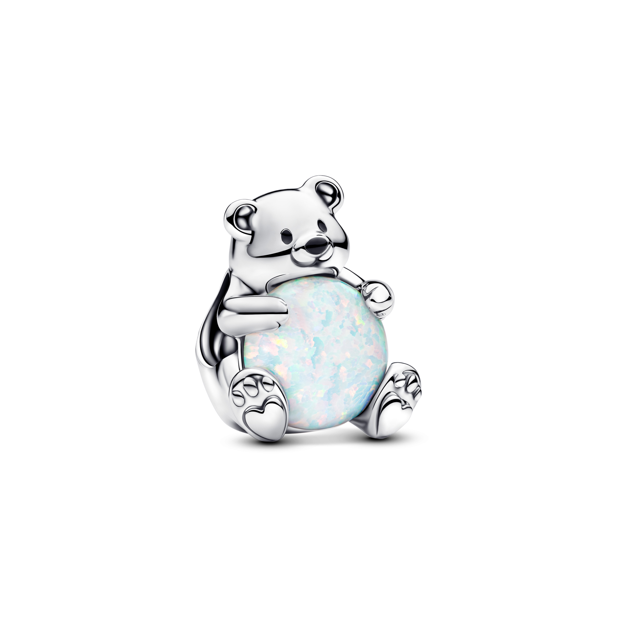 Polar bear sterling silver charm with white lab-cr