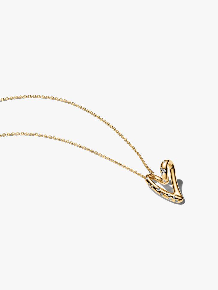 Heart 14k gold-plated pendant necklace with clear 