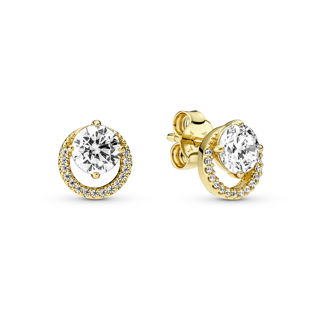 14k Gold-plated stud earrings with clear cubic zirconia