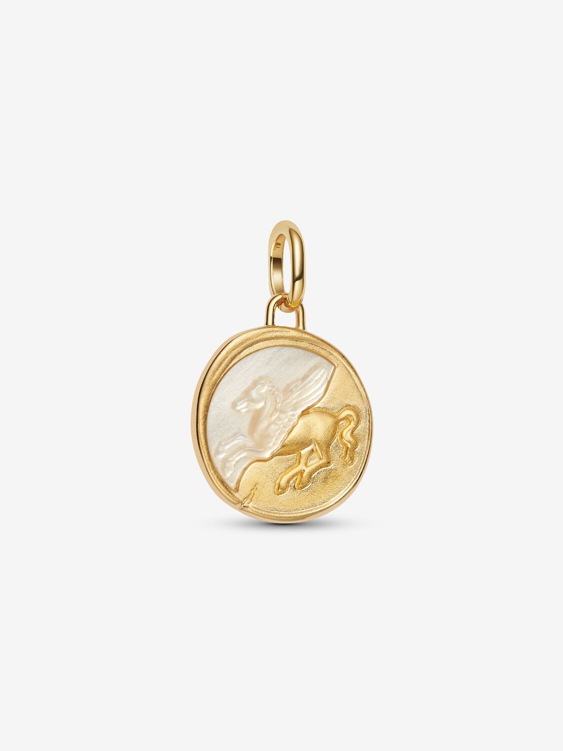 Pegasus 14k gold-plated medallion with golden whit