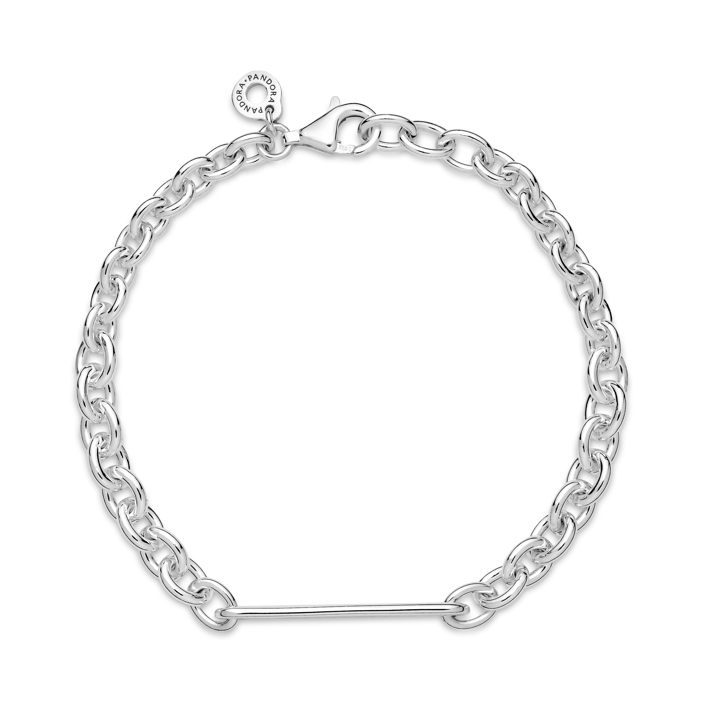 Sterling silver link bracelet with engravable bar