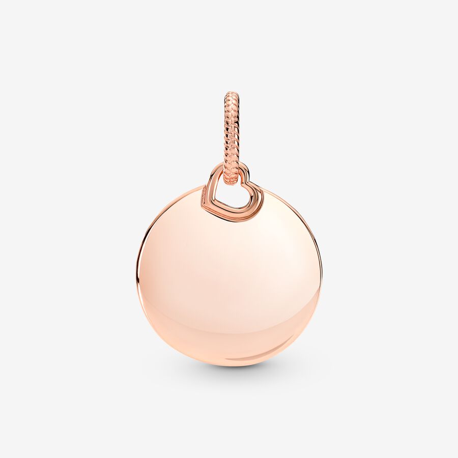 Engravable round 14k rose gold-plated pendant